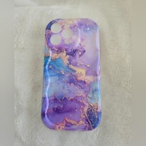 Purple & Blue Marble iPhone 15 Pro Max Case with Gold Detail | Aesthetic Protect